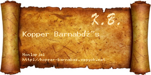 Kopper Barnabás névjegykártya