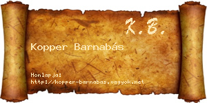 Kopper Barnabás névjegykártya